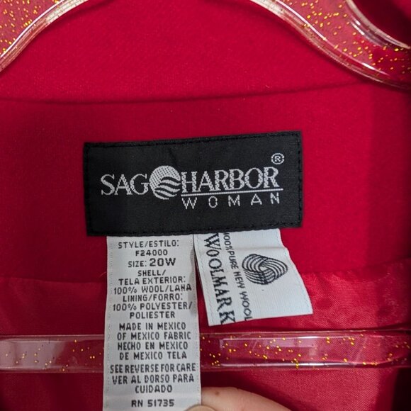 Vintage Sag Harbor Wool Blazer Womens Plus Size 20W Red Lined Notch Collar - Picture 6 of 12